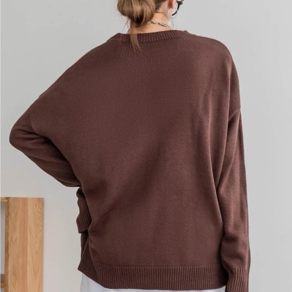 NWT SHEIN DAZY Argyle Pattern Drop Shoulder Sweater Size S(0) coffee brown - Picture 4 of 14